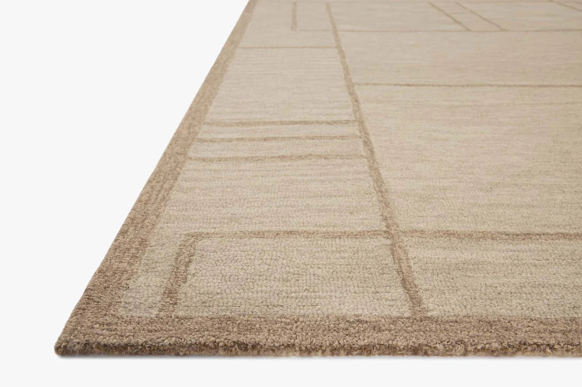 Barrow Beige/Taupe Jeremiah Brent x Loloi rug with bold linear pattern and natural wool jute texture.