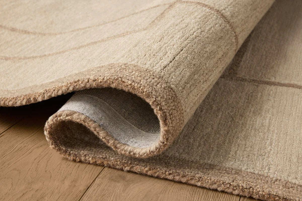 Close-up of the Barrow Beige/Taupe wool and jute rug texture.