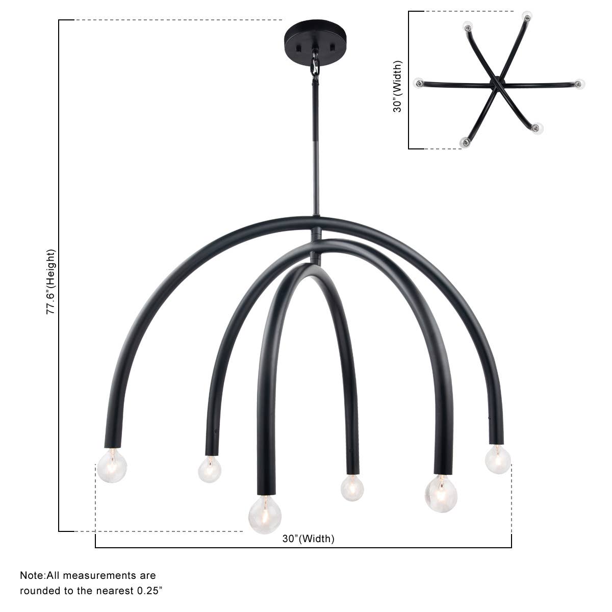 Caboche Mid Century Modern Black 6-Light Chandelier