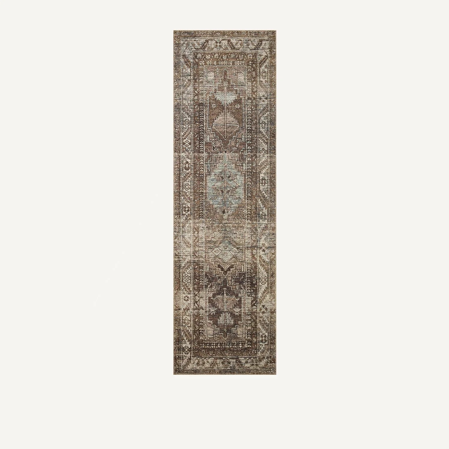 Billie Clay/Sage rug runner by Amber Lewis x Loloi in a vintage-inspired pattern