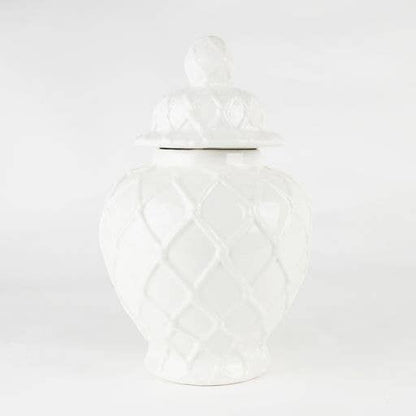 White Textured Ginger Jar - Large