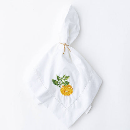 Orange Blossom Embroidered Napkin