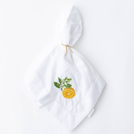 Orange Blossom Embroidered Napkin