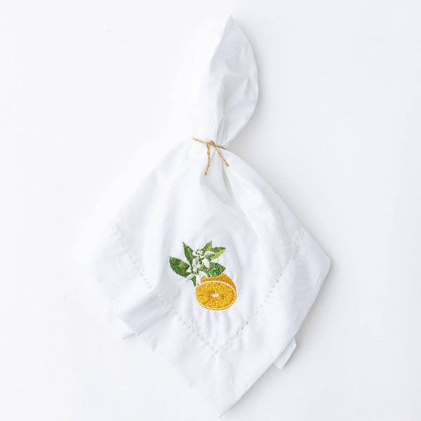 Orange Blossom Embroidered Napkin