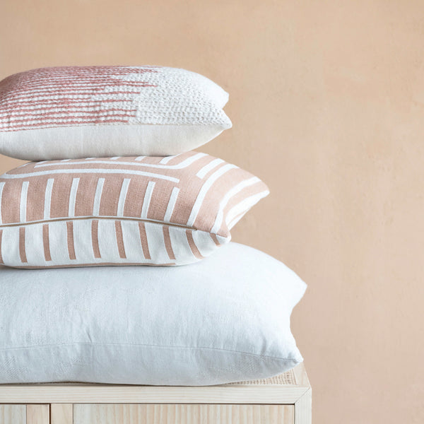 Woven Cotton Reversible Pillow with Lines