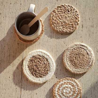 Handwoven Natural Drink Coaster, Set of 4