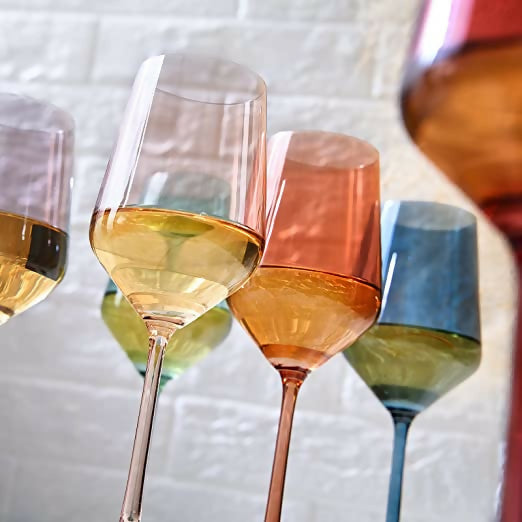 Pastel Crystal White Wine Glasses