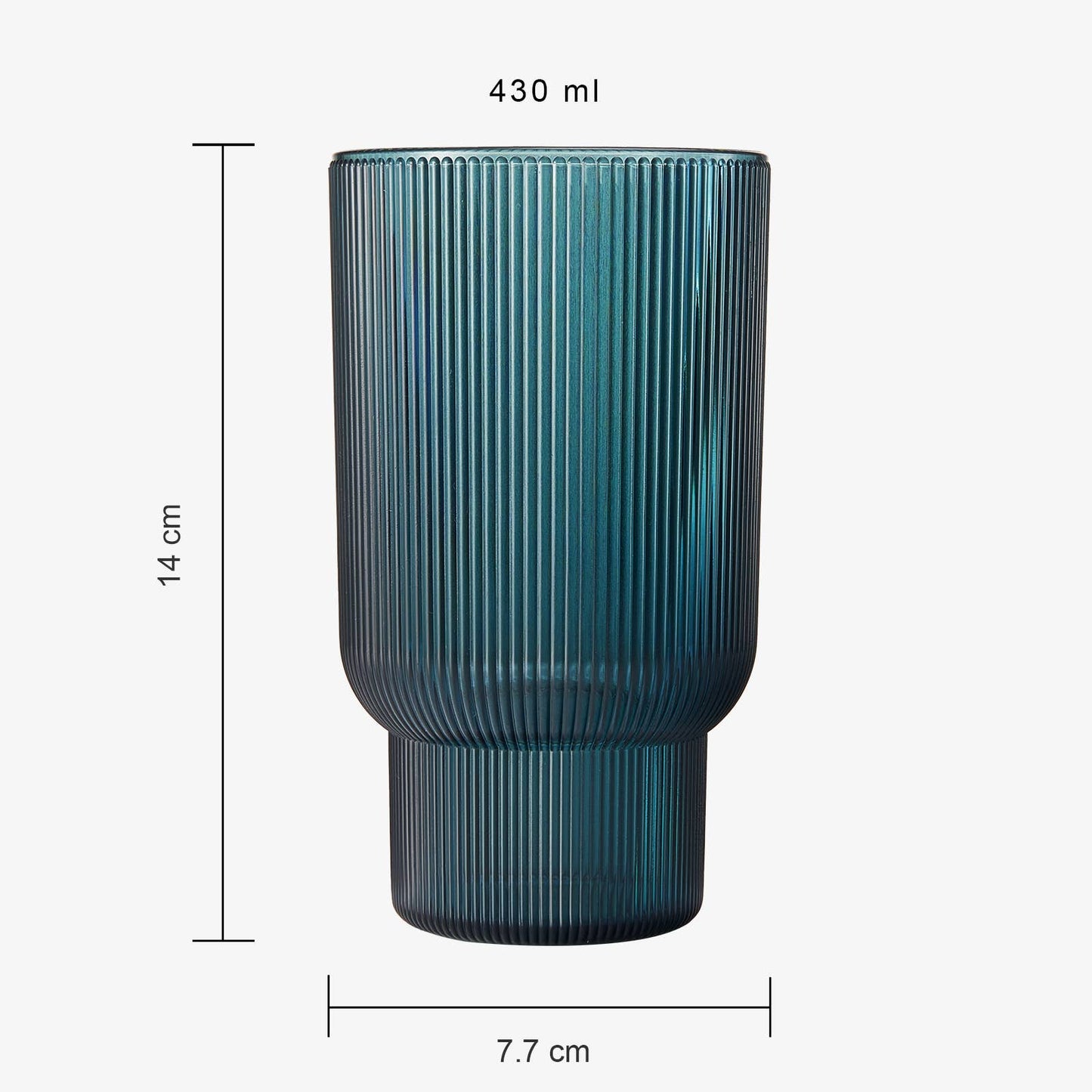Ribbed Highball Drinking Glasses