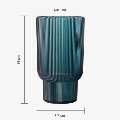 Ribbed Highball Drinking Glasses