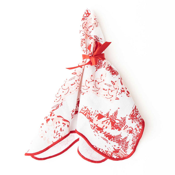 Santa Toile Scalloped Dinner Napkin