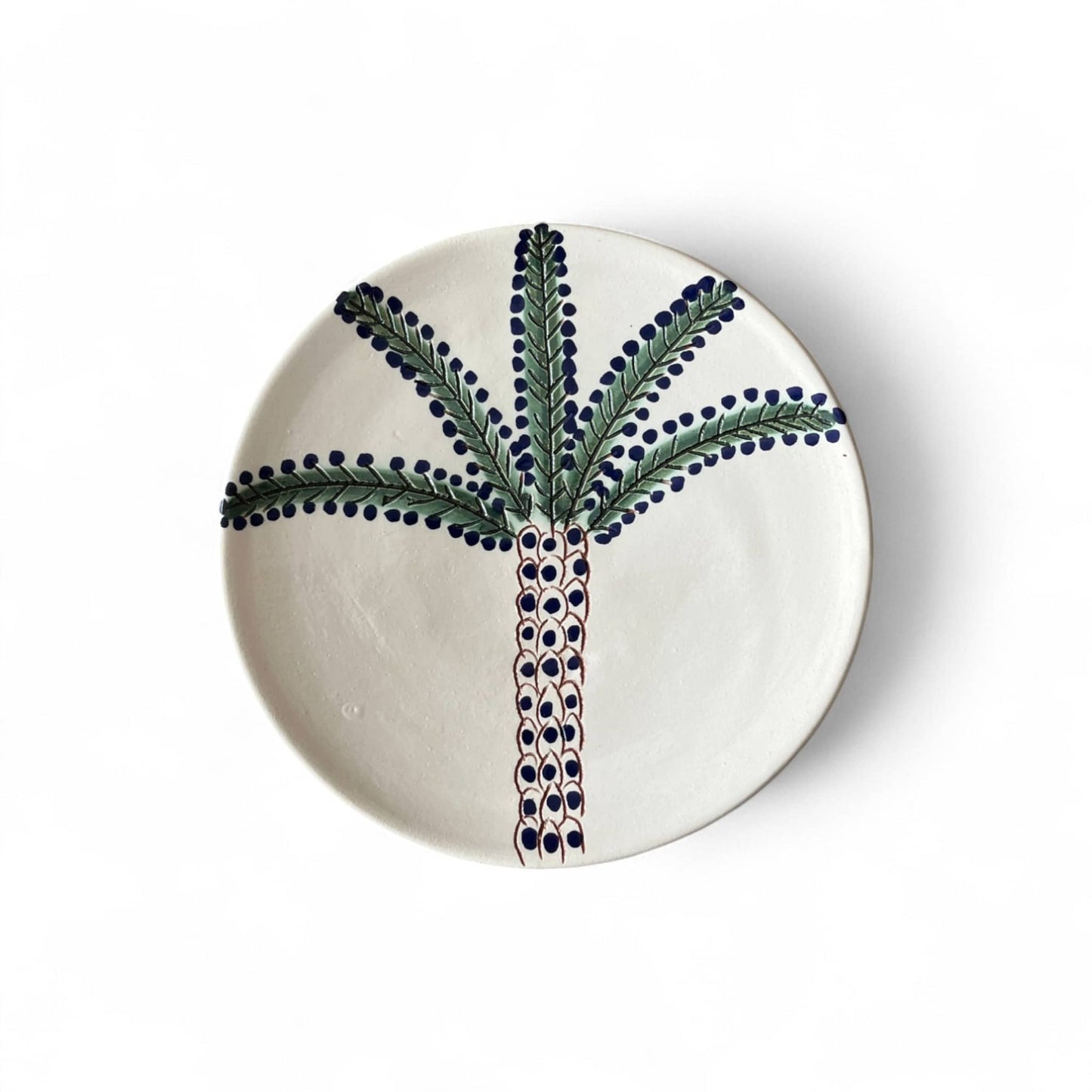 Handpainted Moroccan Plates with Palm Tree Design