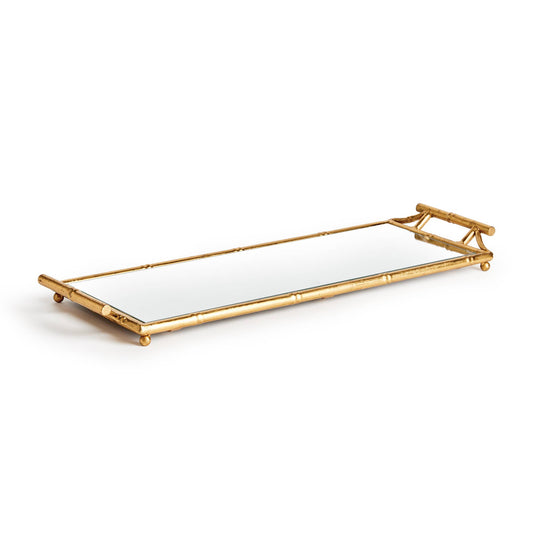 Daphne Mirrored Tray, Antique Gold