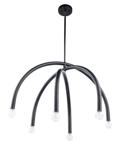Caboche Mid Century Modern Black 6-Light Chandelier