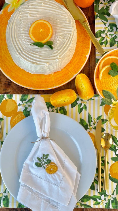 Orange Blossom Embroidered Napkin