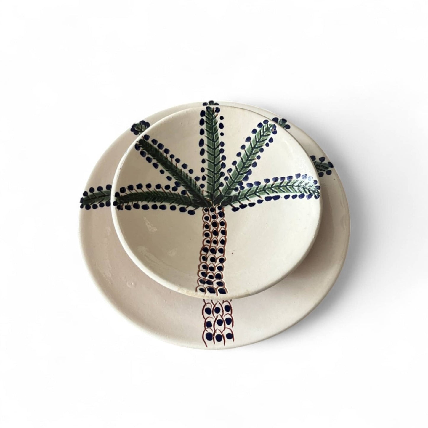 Handpainted Moroccan Plates with Palm Tree Design