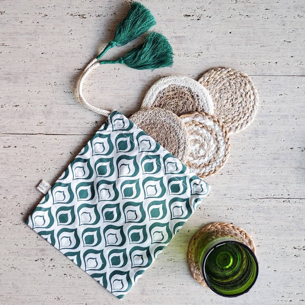 Handwoven Natural Drink Coaster, Set of 4