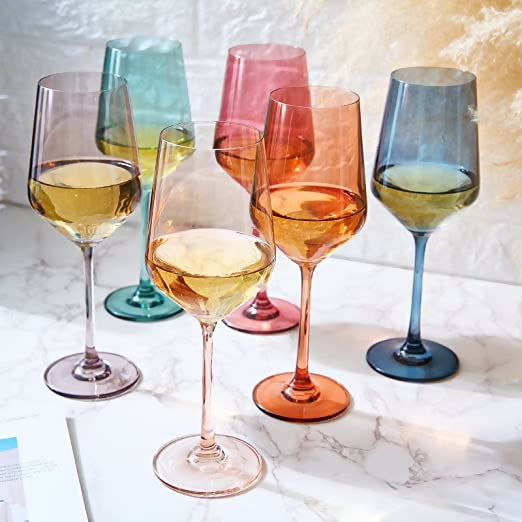 Pastel Crystal White Wine Glasses