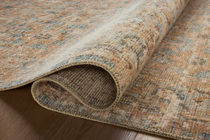 Close-up of the Heritage Ocean/Sand rug variable-pile texture