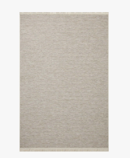 Malibu Ivory/Dove Amber Lewis x Loloi indoor/outdoor rug style MAB-04 with neutral geometric pattern