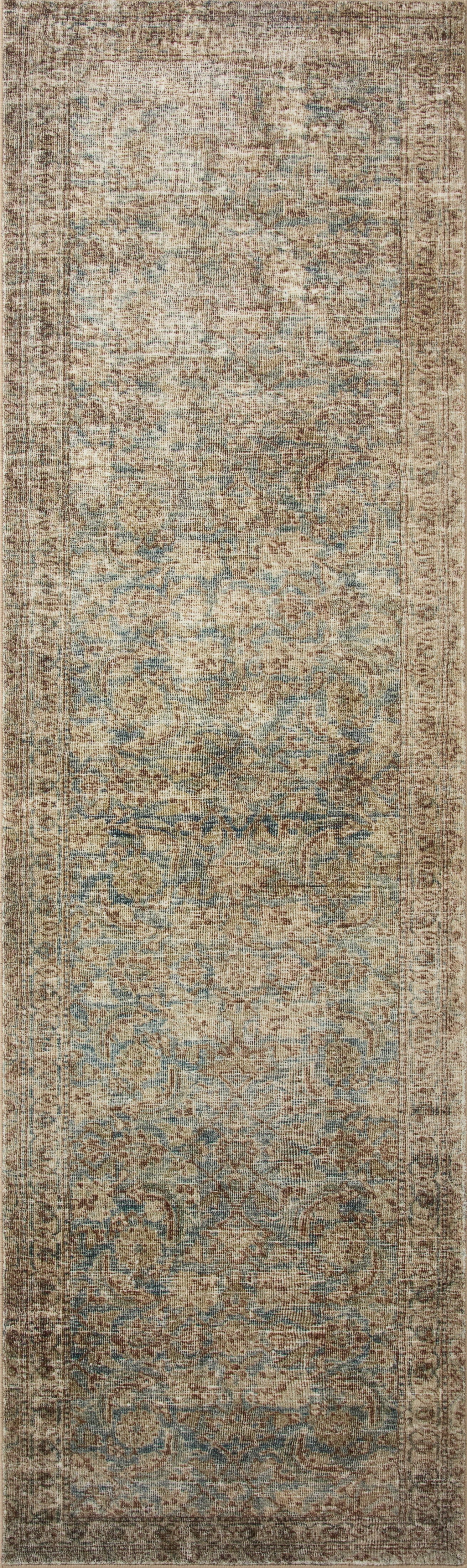 Morgan Sea/Sage Amber Lewis x Loloi rug runner with soft vintage-inspired pattern.