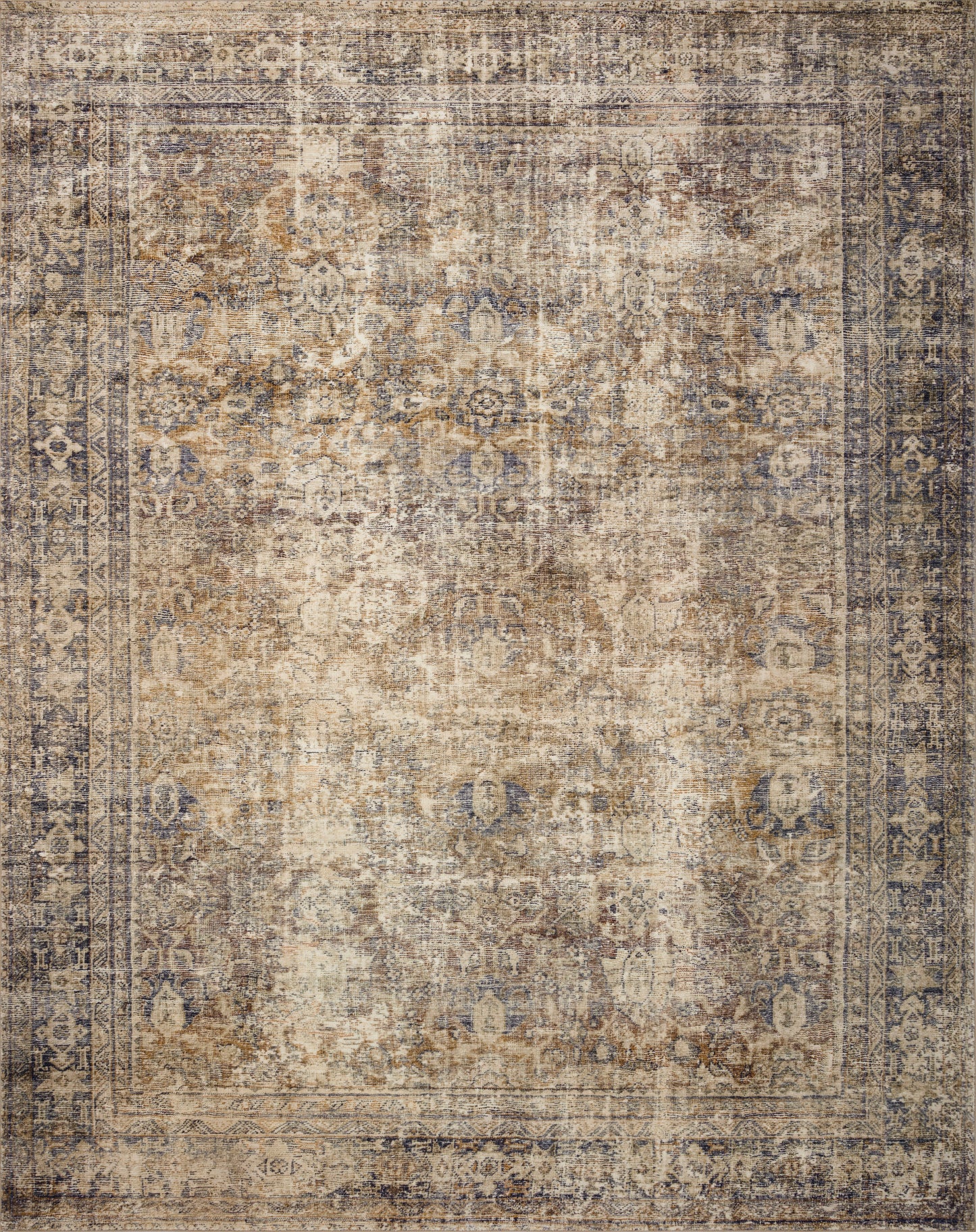 Morgan Sunset/Ink Amber Lewis x Loloi rug with vintage-inspired printed pattern