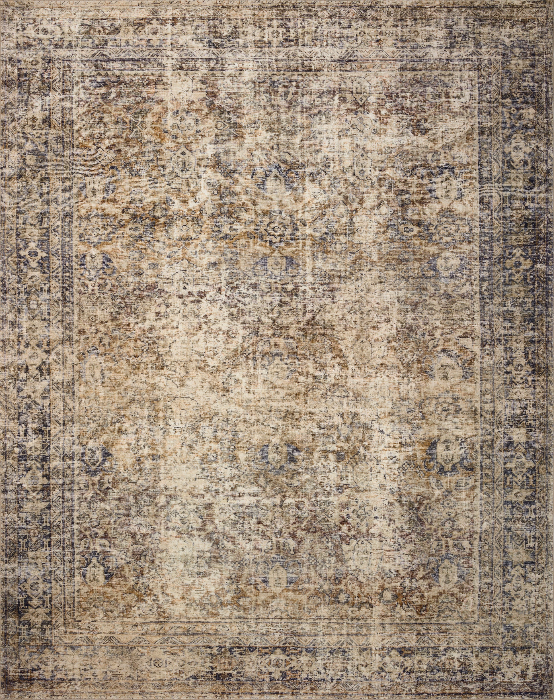 Morgan Sunset/Ink Amber Lewis x Loloi rug with vintage-inspired printed pattern