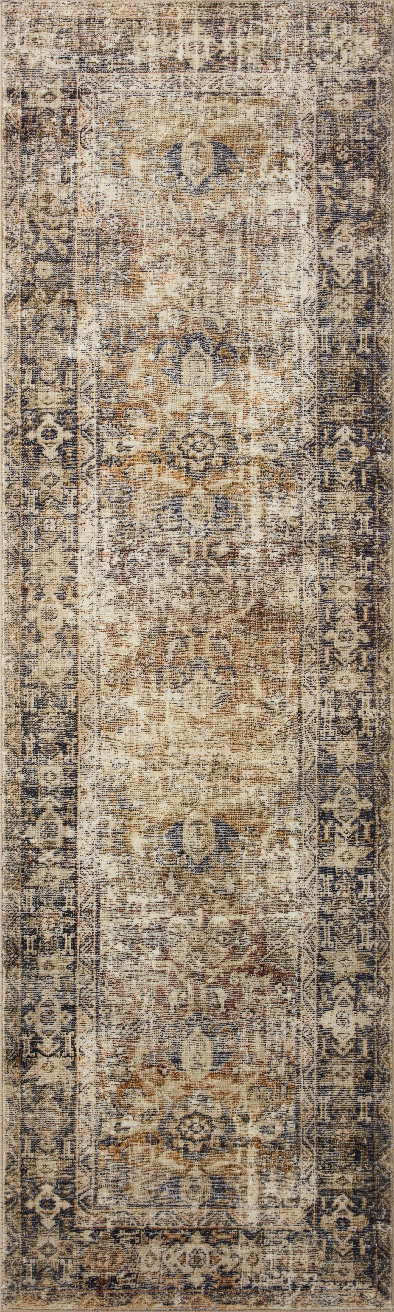 Morgan Sunset/Ink rug runner showing sunset and ink color variation