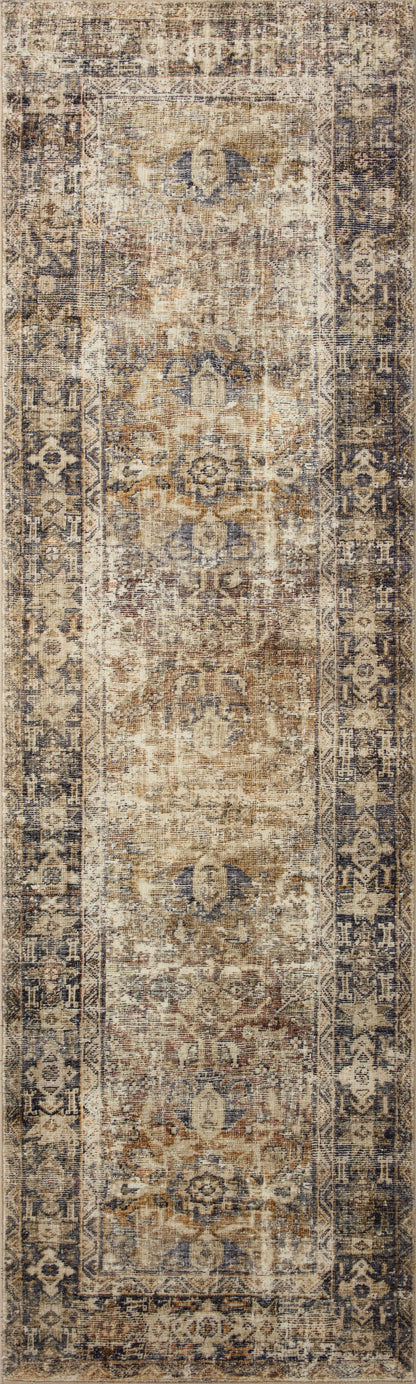 Morgan Sunset/Ink rug runner showing sunset and ink color variation