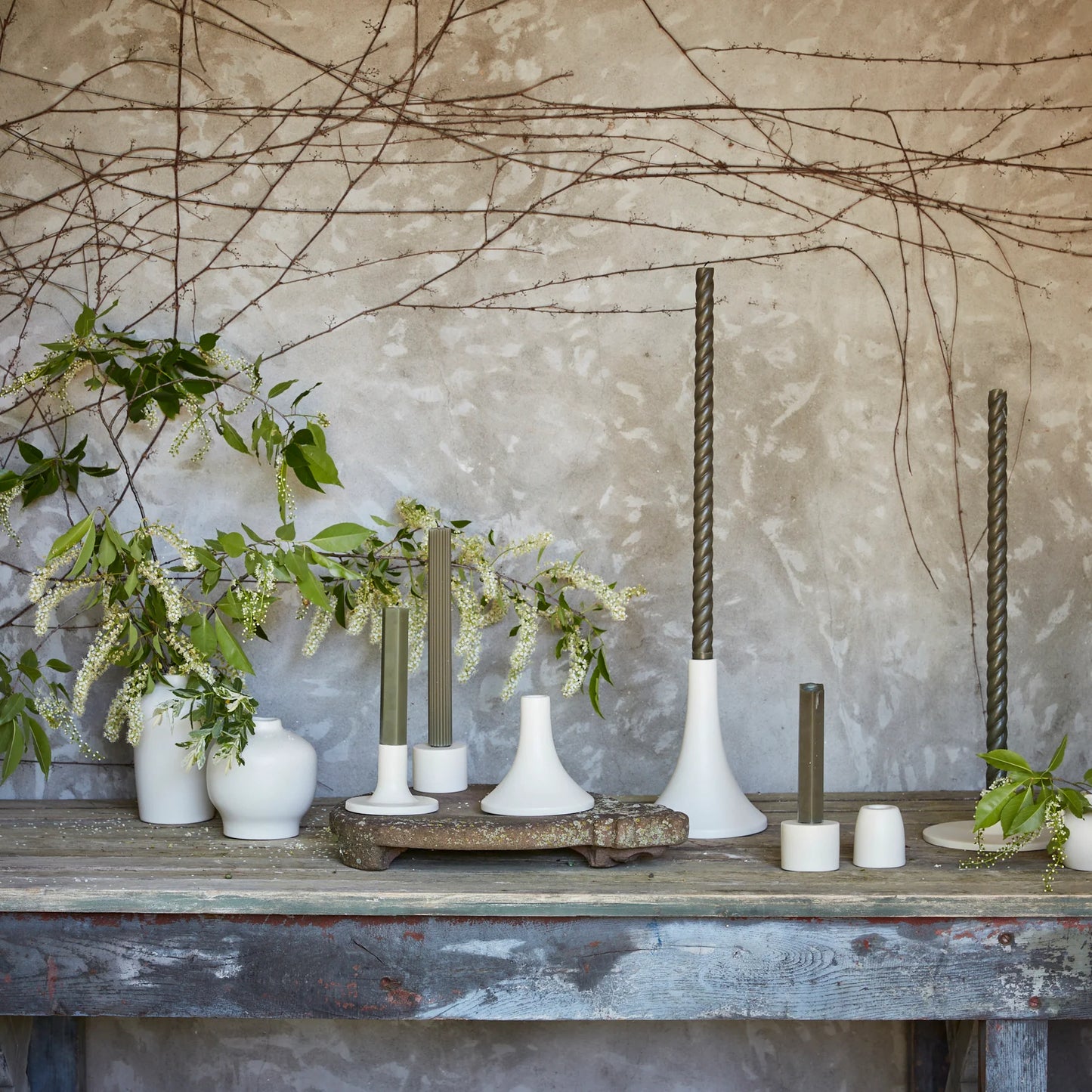 Moss Taper Candles