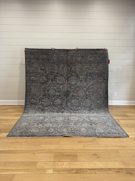 One-of-a-kind Essex Storm wool rug in a deep storm color.