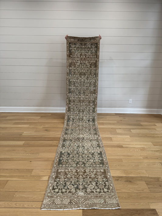 One-of-a-kind Malayer Multi Turkish hand-knotted wool runner rug