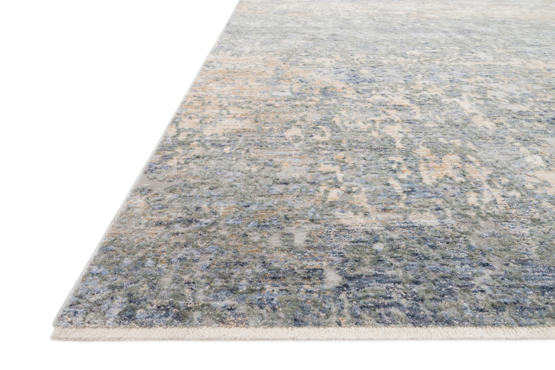 Close-up of the Pandora Blue Gold rug with high-low texture
