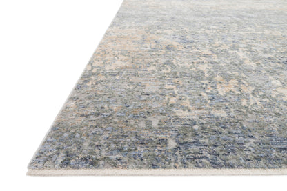 Close-up of the Pandora Blue Gold rug with high-low texture