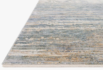 Close-up of the Pandora Ivory Blue rug with high-low texture