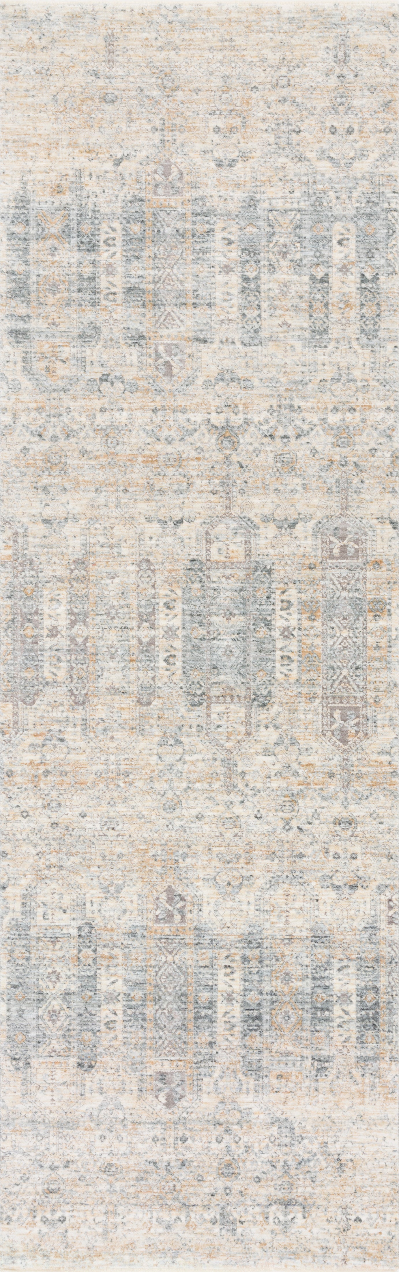 Pandora Ivory/Mist rug runner in a soft neutral palette.