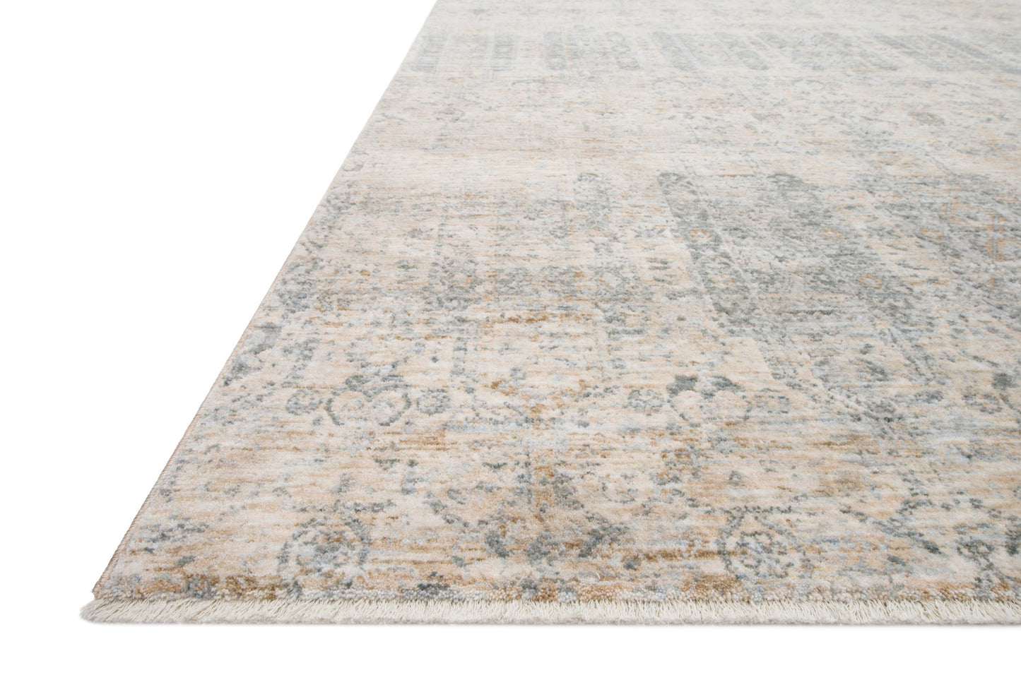 Pandora Ivory/Mist rug showing ivory and mist color detail