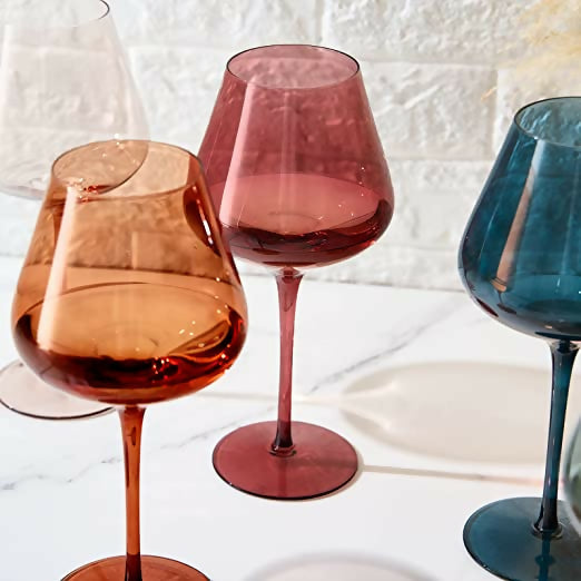 Pastel Large Crystal Red Wine Glasses