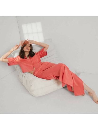 Washable Silk High Rise Pant Set