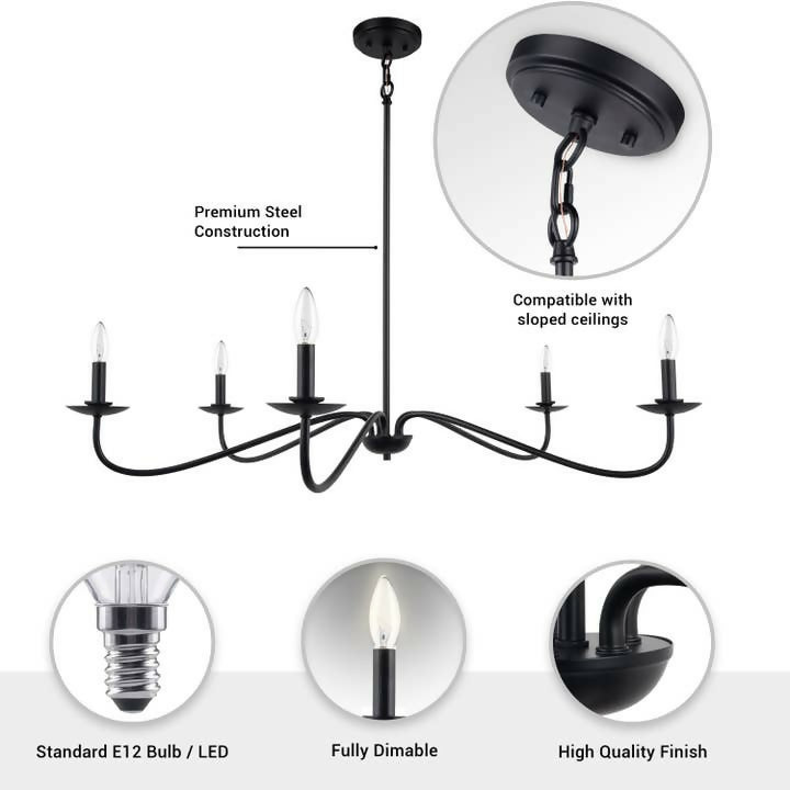 Ellie Black 5-Light Chandelier