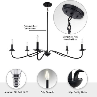 Ellie Black 5-Light Chandelier